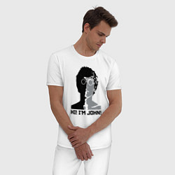 Пижама хлопковая мужская Джон Леннон - портрет, цвет: белый — фото 2
