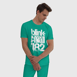 Пижама хлопковая мужская Stencil white logo, цвет: зеленый — фото 2