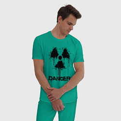 Пижама хлопковая мужская Danger radiation symbol, цвет: зеленый — фото 2