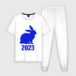 Мужская пижама 2023 силуэт кролика синий