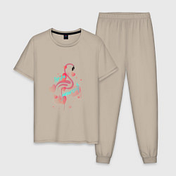 Мужская пижама Фламинго в серце