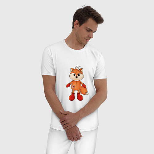 Мужская пижама Мягкая игрушка милый лис / Белый – фото 3
