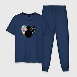 Пижама хлопковая мужская Силуэт Уэнсдэй, цвет: тёмно-синий