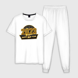 Пижама хлопковая мужская 2023 hny1, цвет: белый