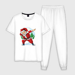 Пижама хлопковая мужская Dabbing Santa day, цвет: белый