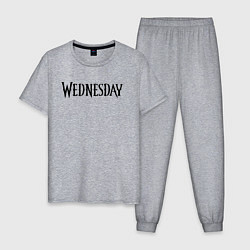 Пижама хлопковая мужская Logo black Wednesday, цвет: меланж