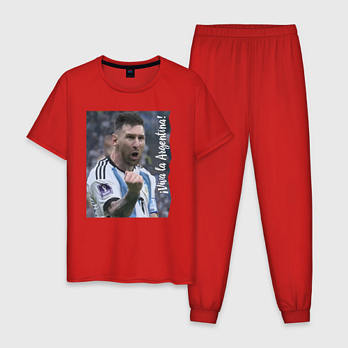 Мужская пижама Viva la Argentina - Lionel Messi - world champion / Красный – фото 1