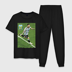 Пижама хлопковая мужская Argentina - Lionel Messi - world champion, цвет: черный