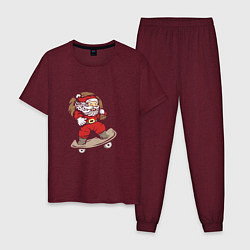 Мужская пижама Санта на скейте с подарками