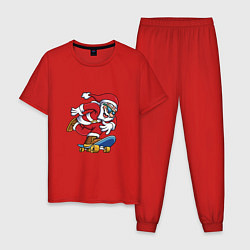 Пижама хлопковая мужская Скейтер Санта, цвет: красный