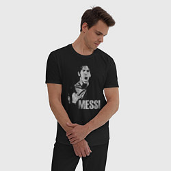 Пижама хлопковая мужская Leo Messi scream, цвет: черный — фото 2