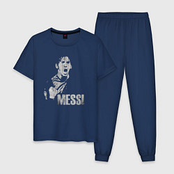 Пижама хлопковая мужская Leo Messi scream, цвет: тёмно-синий