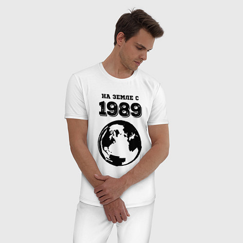 Мужская пижама На Земле с 1989 с краской на светлом / Белый – фото 3