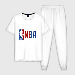Пижама хлопковая мужская NBA - big logo, цвет: белый