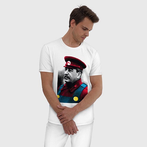 Мужская пижама Иосиф Виссарионович Сталин - memes Mario / Белый – фото 3