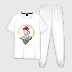 Пижама хлопковая мужская Зайка супергерой, цвет: белый
