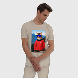 Пижама хлопковая мужская Джонни Кэтсвилл повзрослел, цвет: миндальный — фото 2