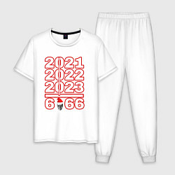 Пижама хлопковая мужская 2021, 2022 и 2023 года, цвет: белый
