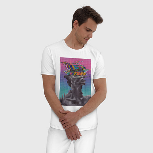 Мужская пижама Скульптура glitch art / Белый – фото 3