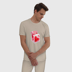 Пижама хлопковая мужская Сердце в подарок, цвет: миндальный — фото 2