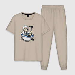 Пижама хлопковая мужская Джузо Судзуя, цвет: миндальный
