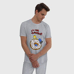 Пижама хлопковая мужская Гомер на пончике, цвет: меланж — фото 2