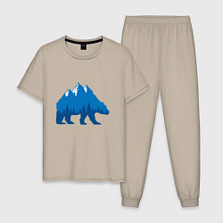 Пижама хлопковая мужская Bear mountains, цвет: миндальный