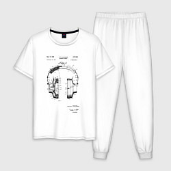 Пижама хлопковая мужская Патент на наушники, цвет: белый
