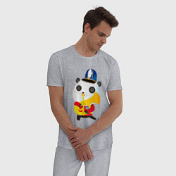 Пижама хлопковая мужская Панда-музыкант, цвет: меланж — фото 2