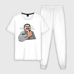 Пижама хлопковая мужская Сталин недоволен, цвет: белый