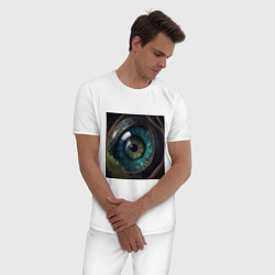 Пижама хлопковая мужская Взгляд со стороны, цвет: белый — фото 2