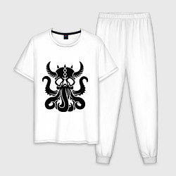 Пижама хлопковая мужская Морской демон, цвет: белый