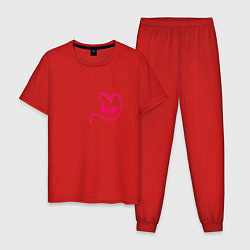 Пижама хлопковая мужская Fleur, цвет: красный