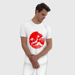 Пижама хлопковая мужская Флаг Японии - красное солнце, цвет: белый — фото 2