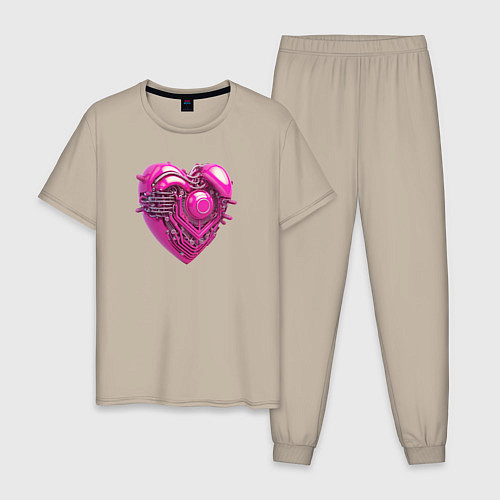 Мужская пижама Механическое розовое сердце / Миндальный – фото 1