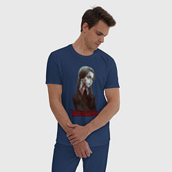 Пижама хлопковая мужская Wednesday fan art, цвет: тёмно-синий — фото 2