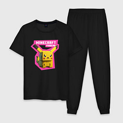 Пижама хлопковая мужская Minecraft - Pikachu, цвет: черный