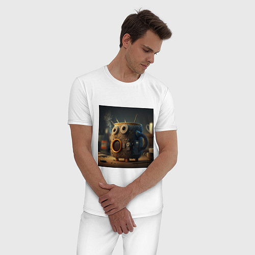 Мужская пижама Утепленная кружка с лицом / Белый – фото 3
