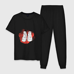 Пижама хлопковая мужская Кеды в акварели, цвет: черный