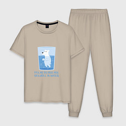 Пижама хлопковая мужская Медведи в воде, цвет: миндальный