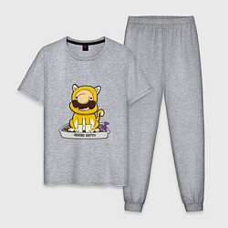 Пижама хлопковая мужская Mario super kitty, цвет: меланж