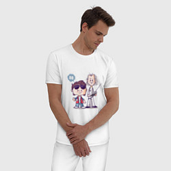 Пижама хлопковая мужская Док и Марти, цвет: белый — фото 2