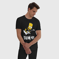 Пижама хлопковая мужская Sum41 Барт Симпсон рокер, цвет: черный — фото 2
