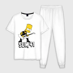 Пижама хлопковая мужская Sum41 Барт Симпсон рокер, цвет: белый