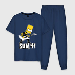 Пижама хлопковая мужская Sum41 Барт Симпсон рокер, цвет: тёмно-синий