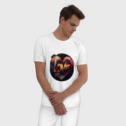 Пижама хлопковая мужская Love на День Святого Валентина, цвет: белый — фото 2