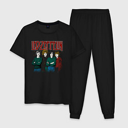 Пижама хлопковая мужская Led Zeppelin винтаж, цвет: черный