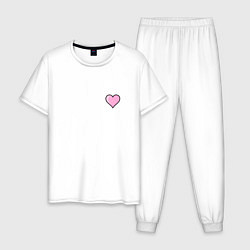Пижама хлопковая мужская Влюбленное сердце - мини, цвет: белый