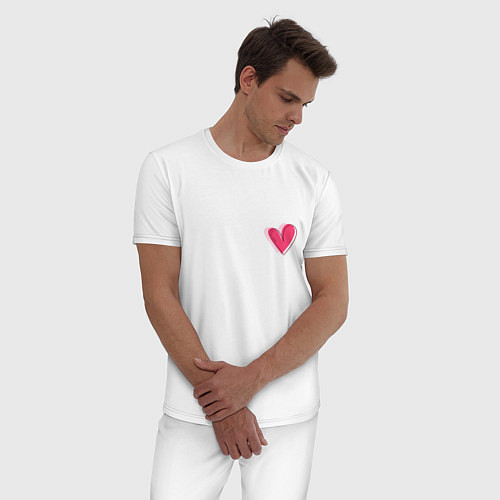 Мужская пижама Бьющееся сердце - мини / Белый – фото 3