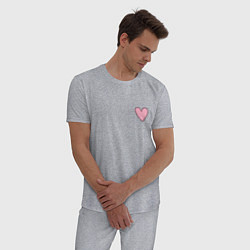 Пижама хлопковая мужская Нарисованное сердце - мини, цвет: меланж — фото 2